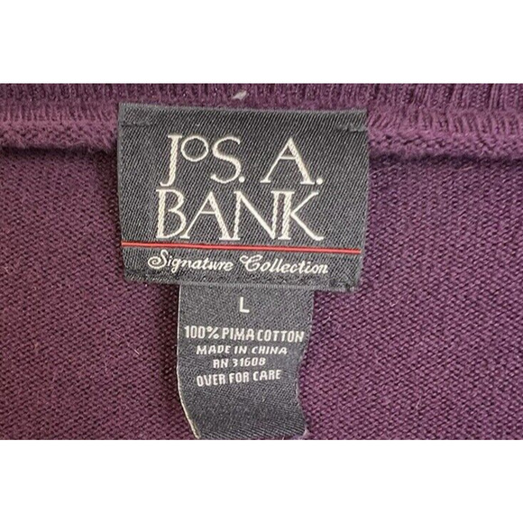 Jos A Banks Signature Collection V Neck Sweater Men'sLarge Burgundy Pima Cotton - Picture 2 of 8